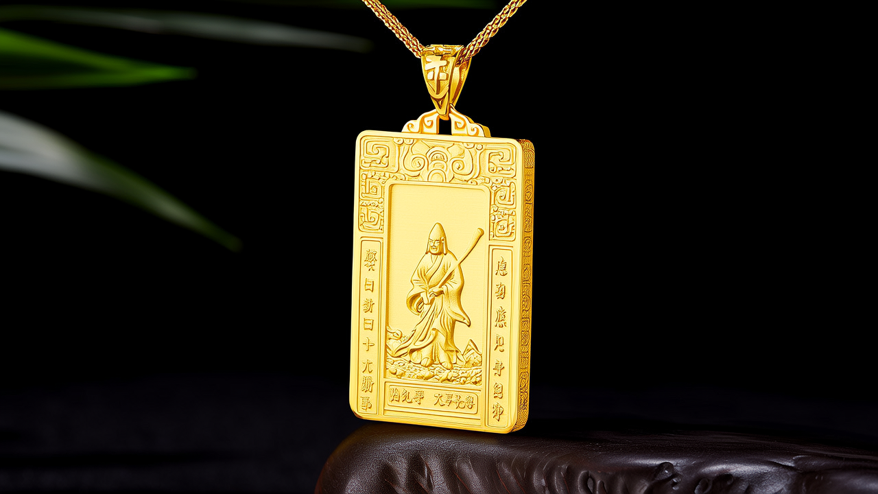 黄金无事牌吊坠图片